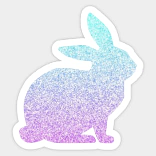 Pastel Blue and Purple Ombre Faux Glitter Easter Bunny Sticker